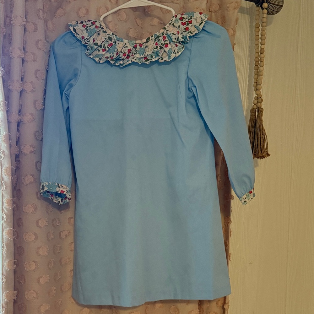 Blue Floral Ruffle Kids Dress